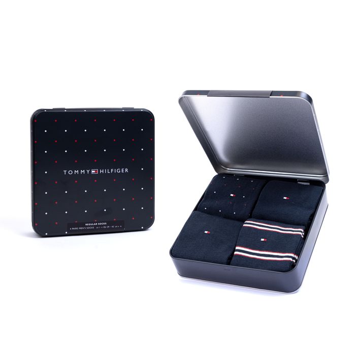 Th Men Sock 4p Tin Giftbox Stripe D fra Tommy Hilfiger