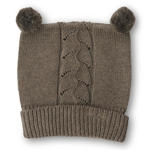 Chapette Strikket Pointelle Beanie   Earth Brown Melange   2 6y fra That's Mine