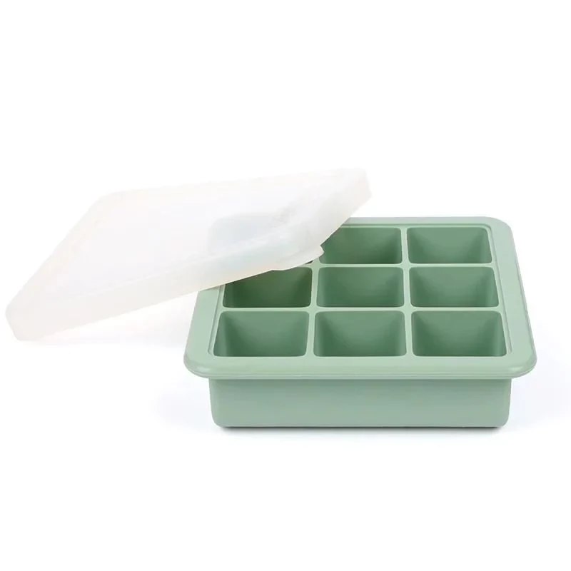 Silikone Frysebakke M. Låg 9 Rum   Pea Green fra Haakaa