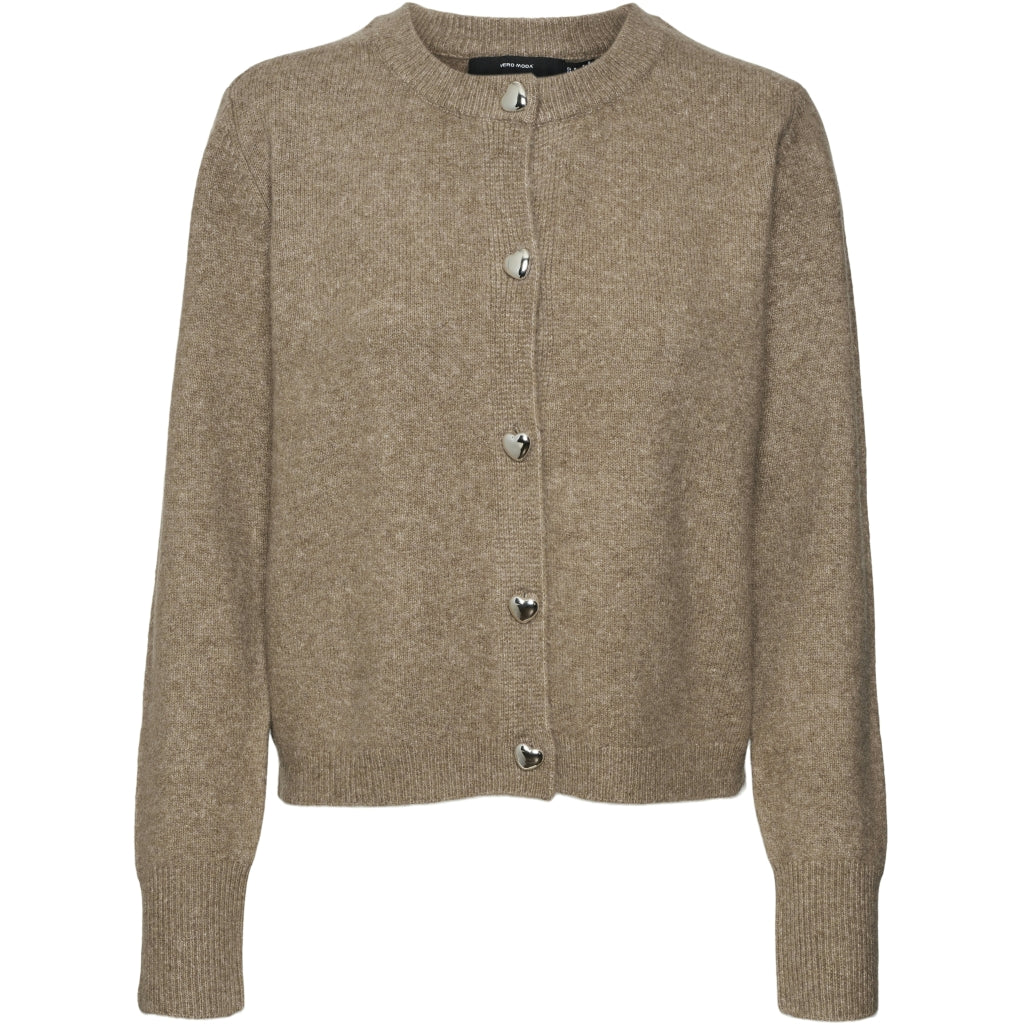 Dame Cardigan Vmfiona   Moon Rock Melange W. Heart Button fra Vero Moda