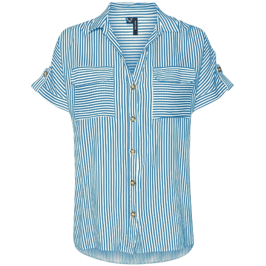 Dame Skjorte Vmbumpy   Azure Blue Snow White fra Vero Moda
