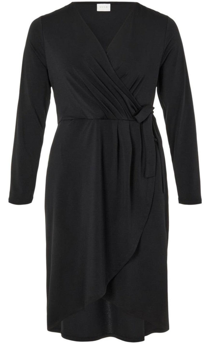 Kjole   Nayeli Long Wrap   Black fra Vila