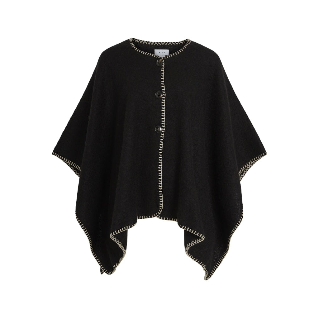 Dame Poncho Visantel Black fra Vila