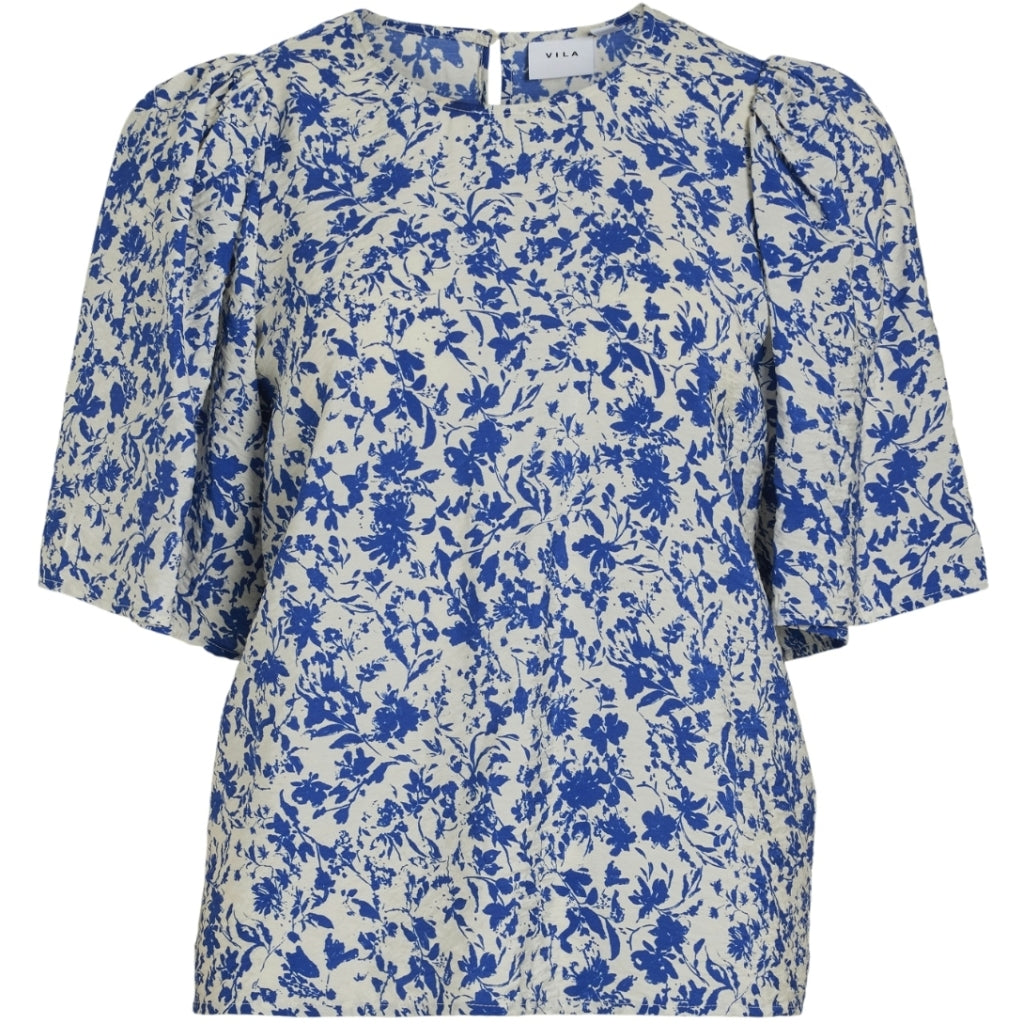 Dame Top Vially   Mazarine Blue Aop fra Vila