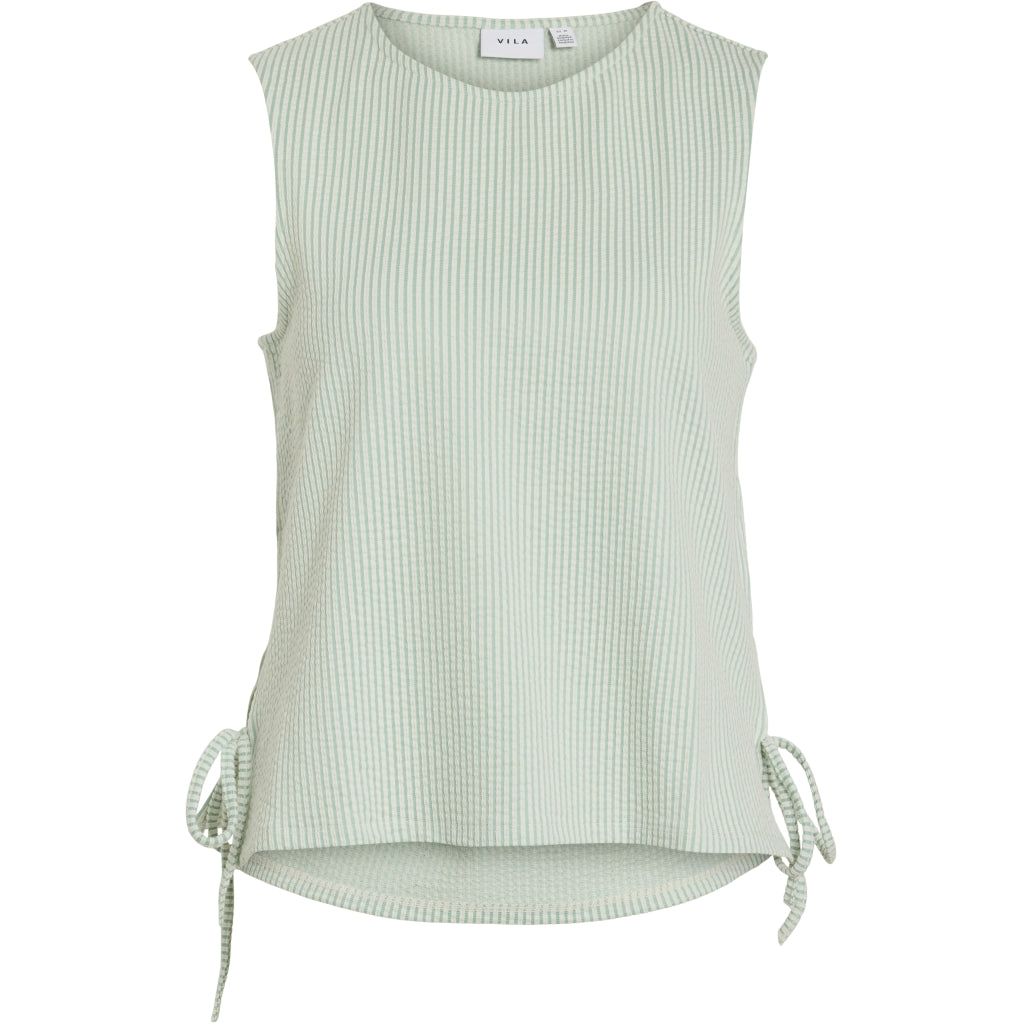 Dame Top Vistriplo   Silt Green Stripes Birch fra Vila