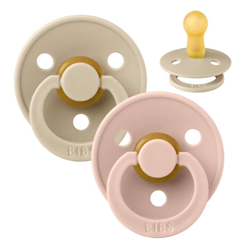 Rund Colour Sut 2 Pak Str. 2 Naturgummi Vanilla Blush fra Bibs