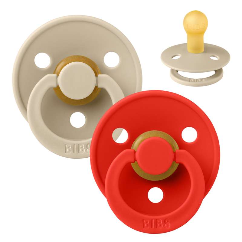 Rund Colour Sut 2 Pak Str. 1 Naturgummi Vanilla Candy Apple fra Bibs