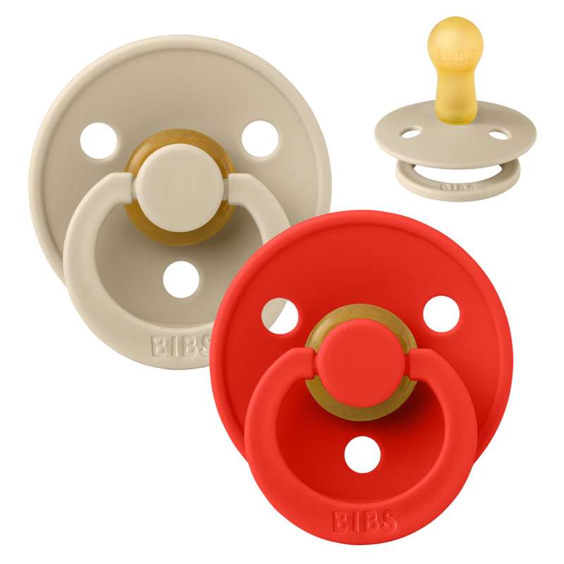 Rund Colour Sut 2 Pak Str. 2 Naturgummi Vanilla Candy Apple fra Bibs