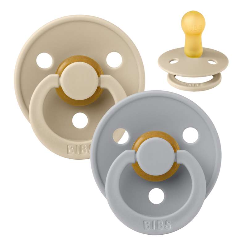 Rund Colour Sut 2 Pak Str. 2 Naturgummi Vanilla Cloud fra Bibs
