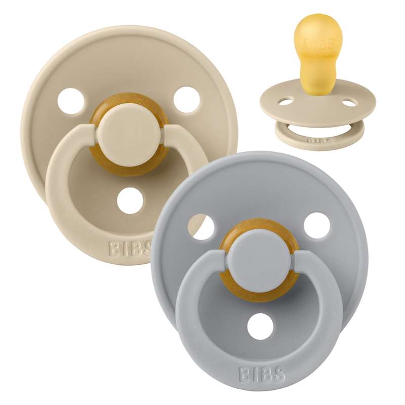 Rund Colour Sut 2 Pak Str. 3 Naturgummi Vanilla Cloud fra Bibs
