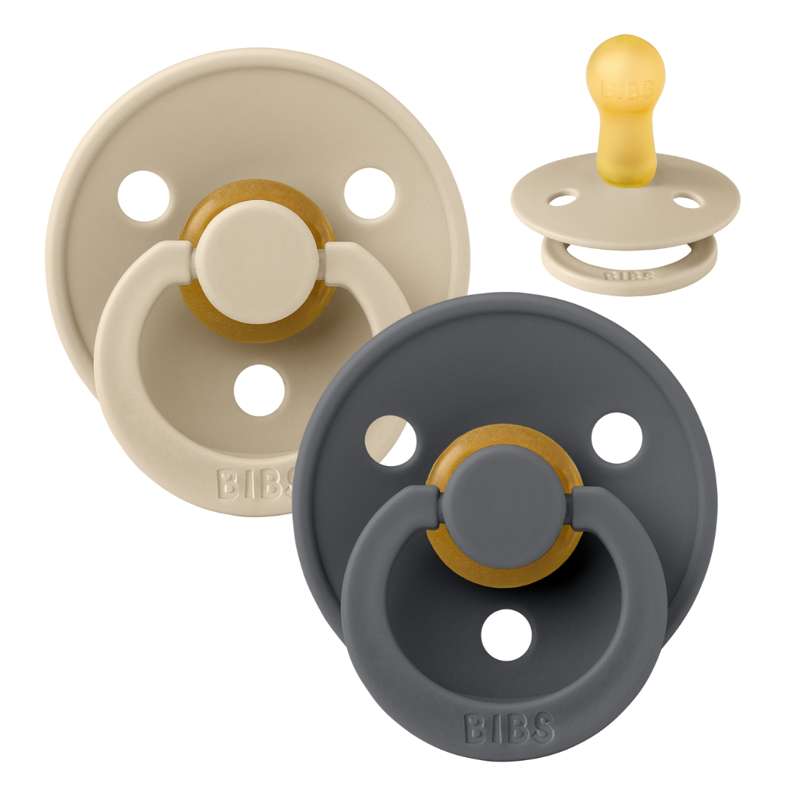 Rund Colour Sut 2 Pak Str. 2 Naturgummi Vanilla Iron fra Bibs