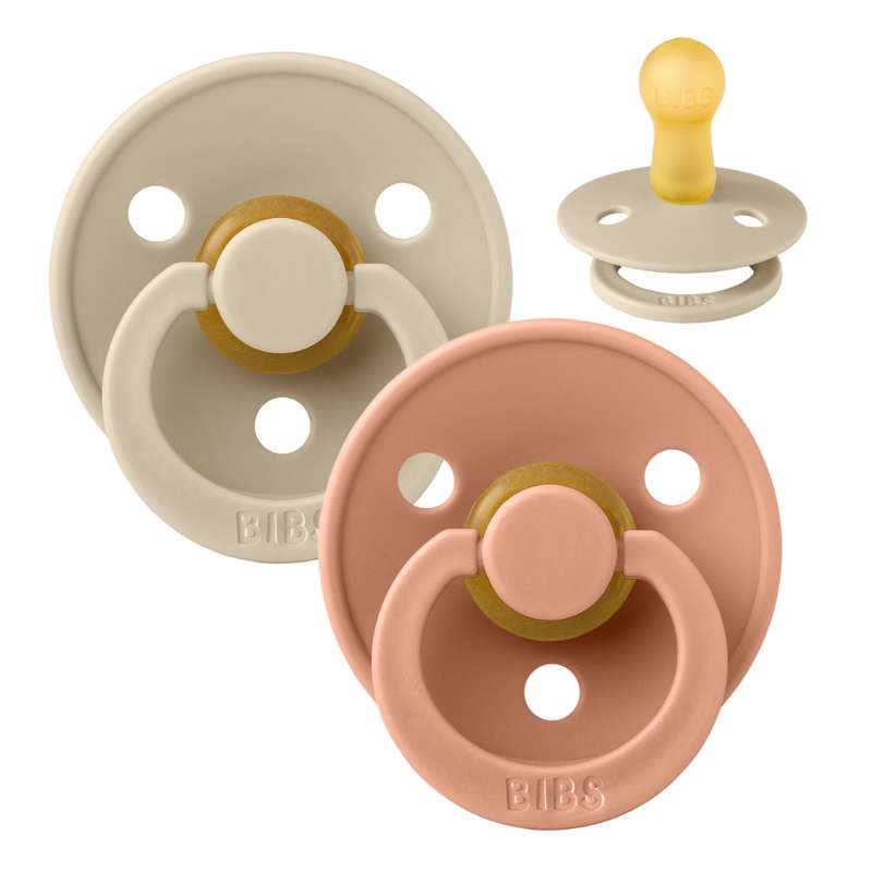Rund Colour Sut 2 Pak Str. 2 Naturgummi Vanilla Peach fra Bibs