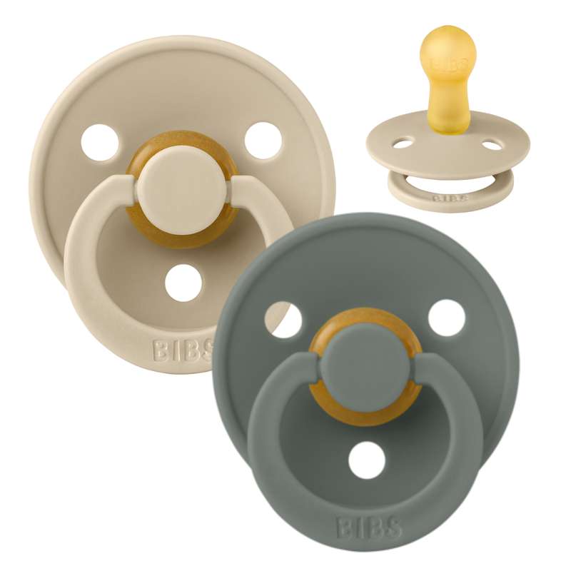Rund Colour Sut 2 Pak Str. 2 Naturgummi Vanilla Pine fra Bibs