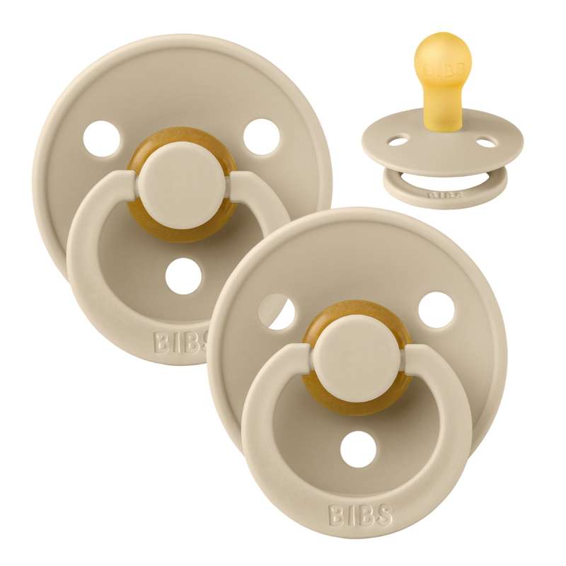 Rund Colour Sut 2 Pak Str. 1 Naturgummi Vanilla Vanilla fra Bibs