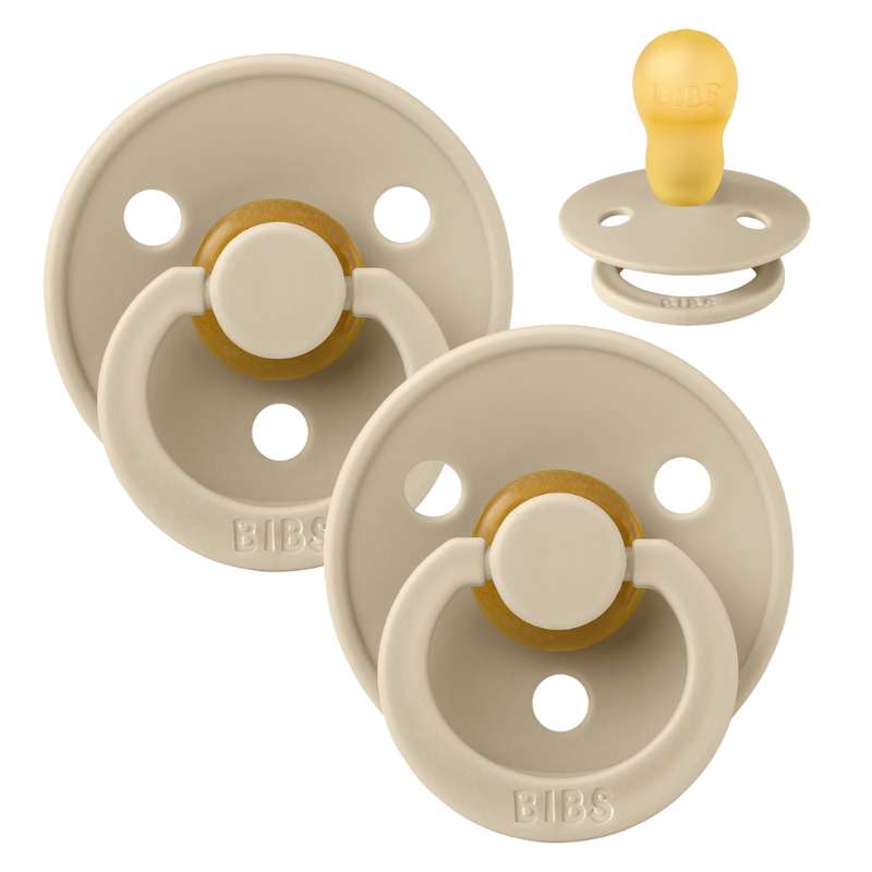 Rund Colour Sut 2 Pak Str. 3 Naturgummi Vanilla Vanilla fra Bibs