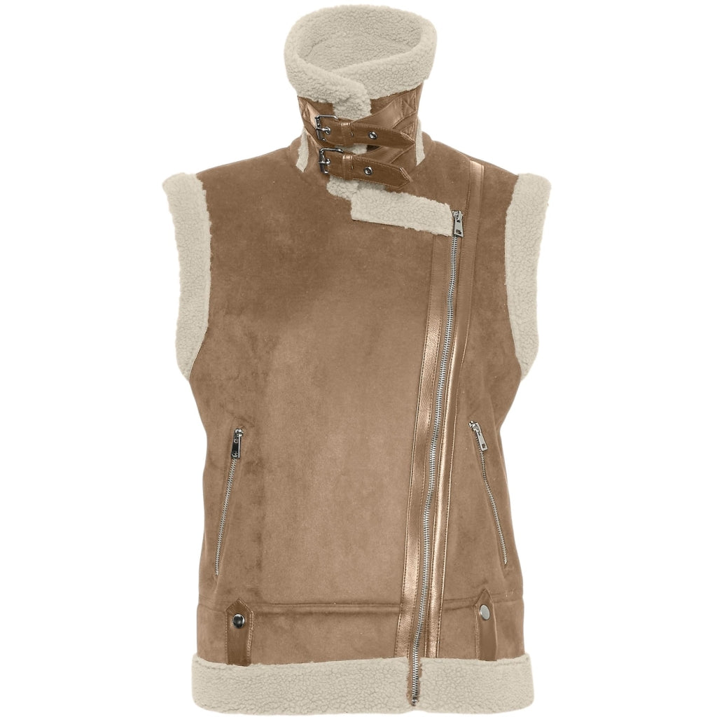 Dame Vest Vmvega   Tigers Eye Oatmeal Teddy fra Vero Moda