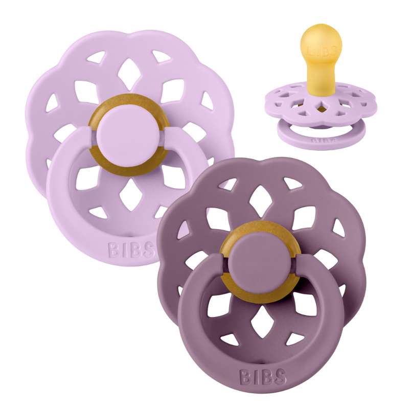 Boheme Sut   2 Pak   Str. 1   Naturgummi   Violet Sky Mauve fra Bibs