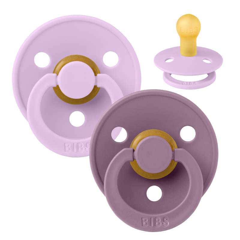 Rund Colour Sut   2 Pak   Str. 1   Naturgummi   Violet Sky Mauve fra Bibs