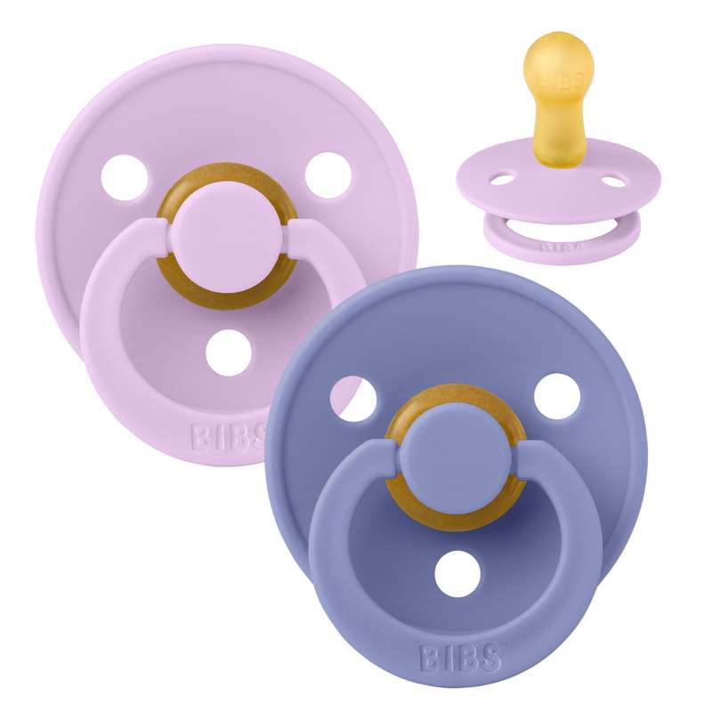 Rund Colour Sut   2 Pak   Str. 2   Naturgummi   Violet Sky Peri fra Bibs