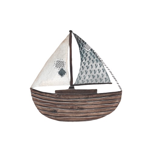 Wallsticker Wooden Sailboat   Brown fra That's Mine