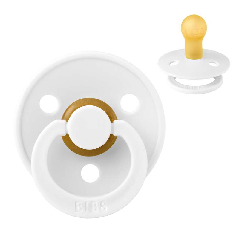 Rund Colour Sut   Str. 1   Naturgummi   White fra Bibs