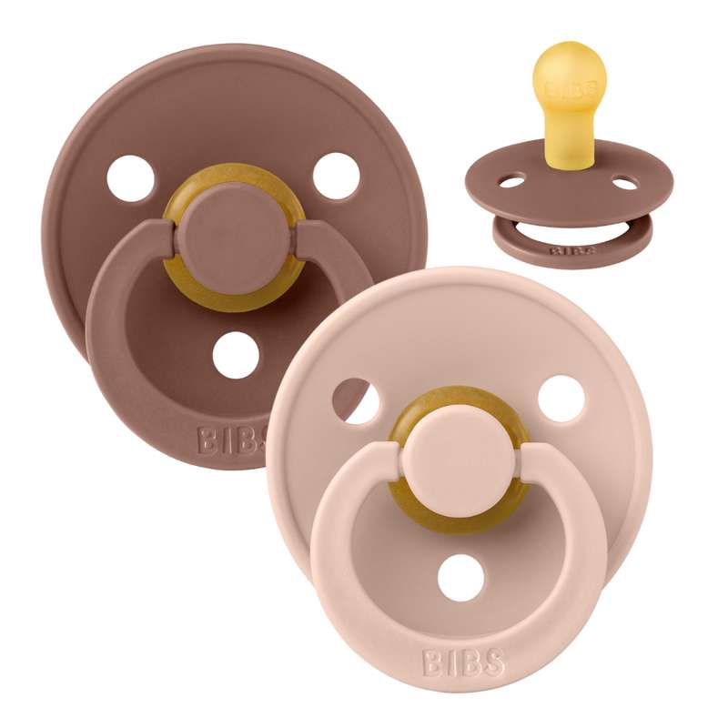 Rund Colour Sut 2 Pak Str. 2 Naturgummi Woodchuck Blush fra Bibs