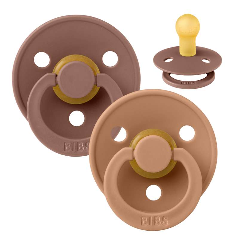 Rund Colour Sut 2 Pak Str. 1 Naturgummi Woodchuck Earth fra Bibs