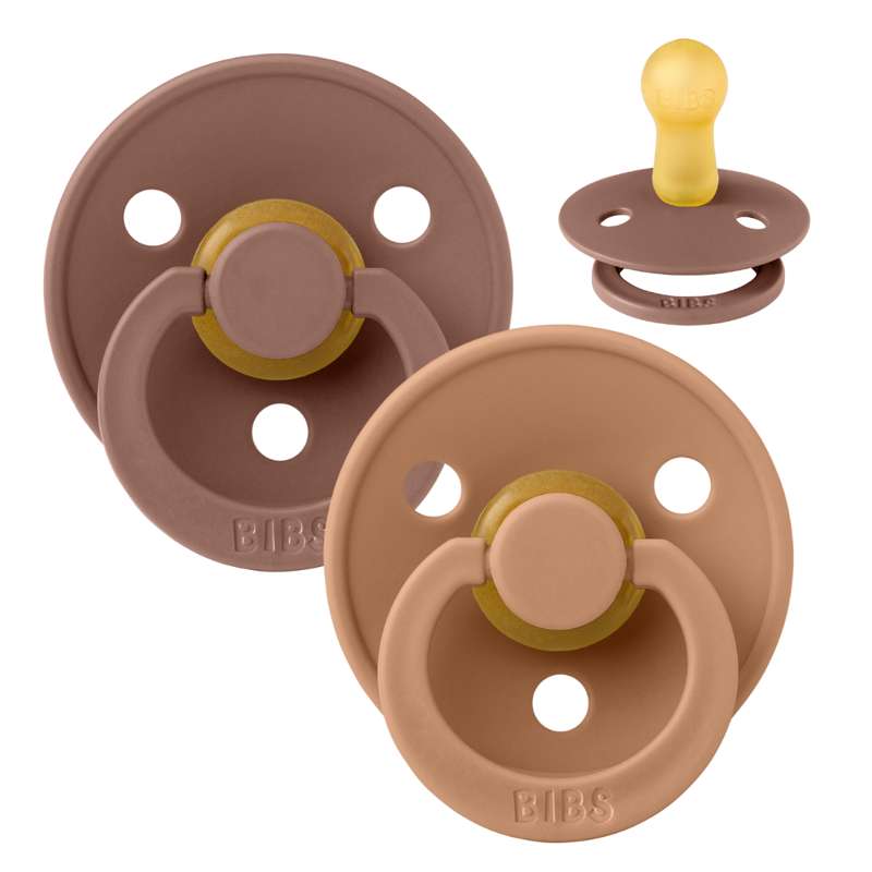 Rund Colour Sut 2 Pak Str. 2 Naturgummi Woodchuck Earth fra Bibs
