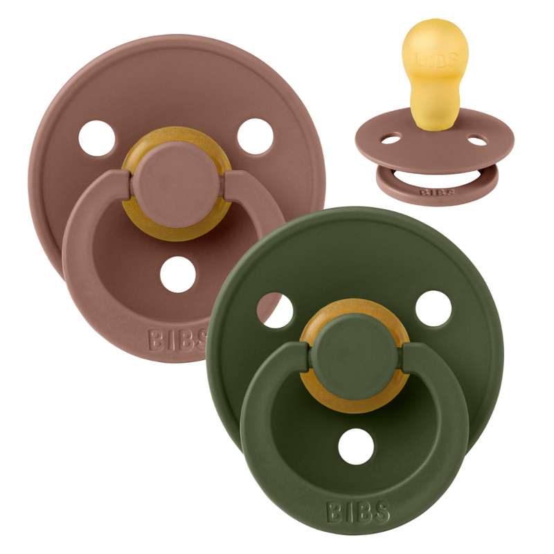Rund Colour Sut   2 Pak   Str. 3   Naturgummi   Woodchuck Hunter Green fra Bibs