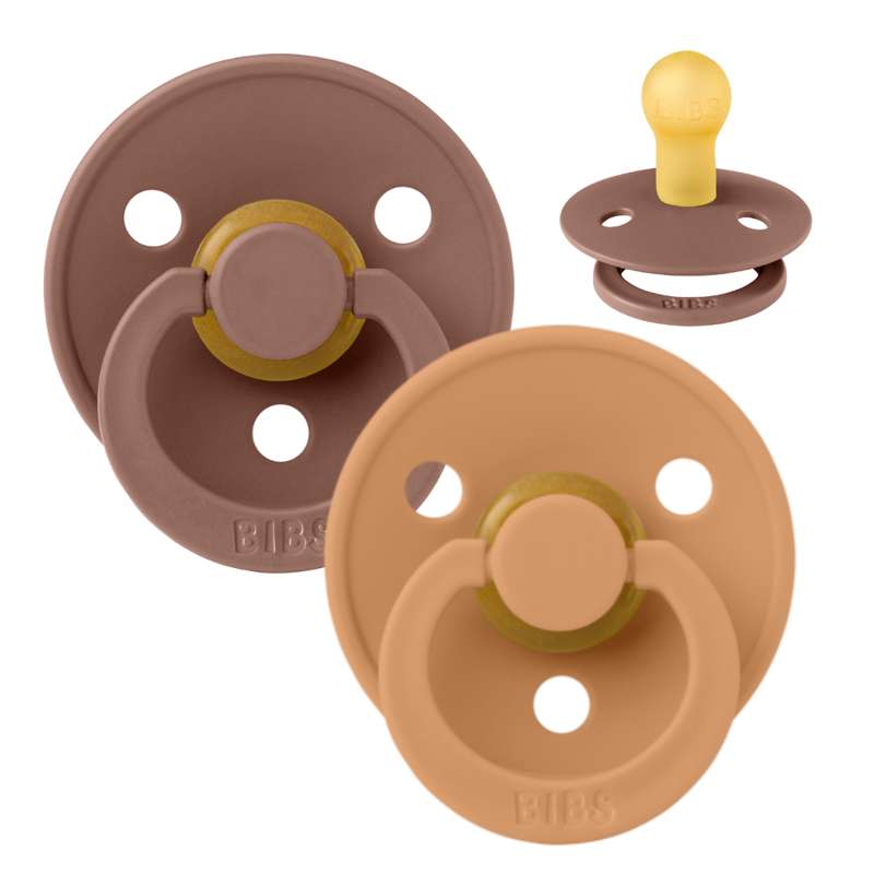 Rund Colour Sut 2 Pak Str. 1 Naturgummi Woodchuck Pumpkin fra Bibs