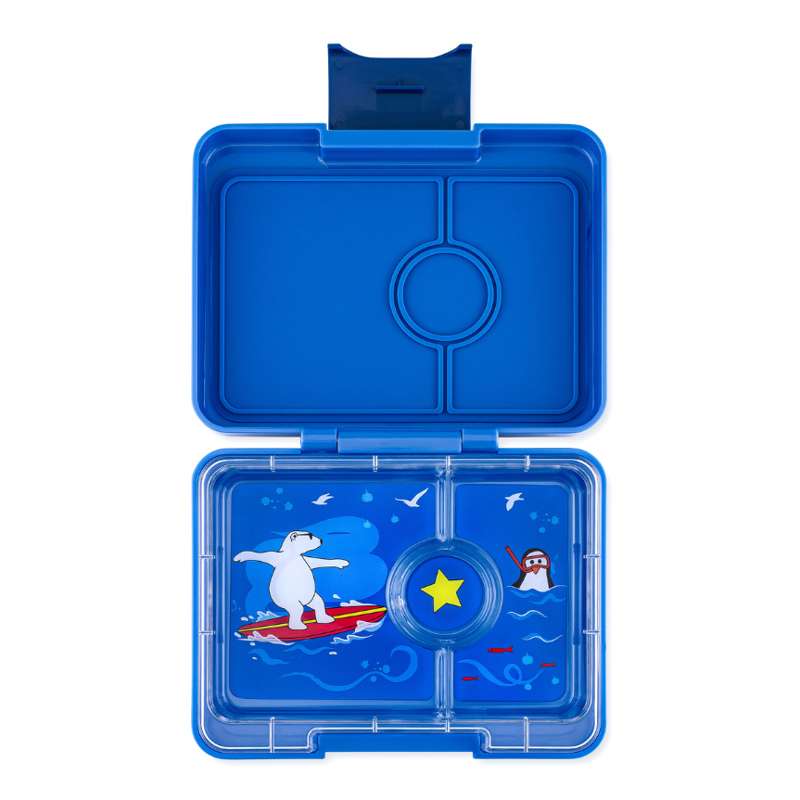 Madkasse   Minisnack   3 Rum   Surf Blue Polar Bear fra Yumbox