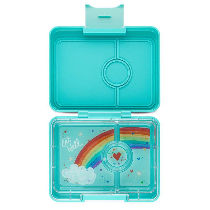 Madkasse   Minisnack   3 Rum   Misty Aqua Rainbow fra Yumbox