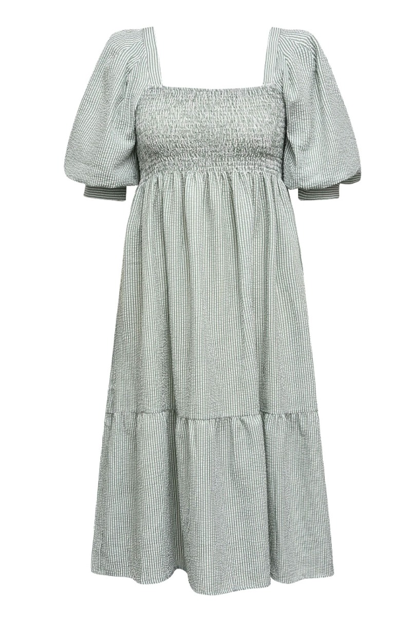 A View   Kjole   Cheri Stripe Dress   Green White fra A-view