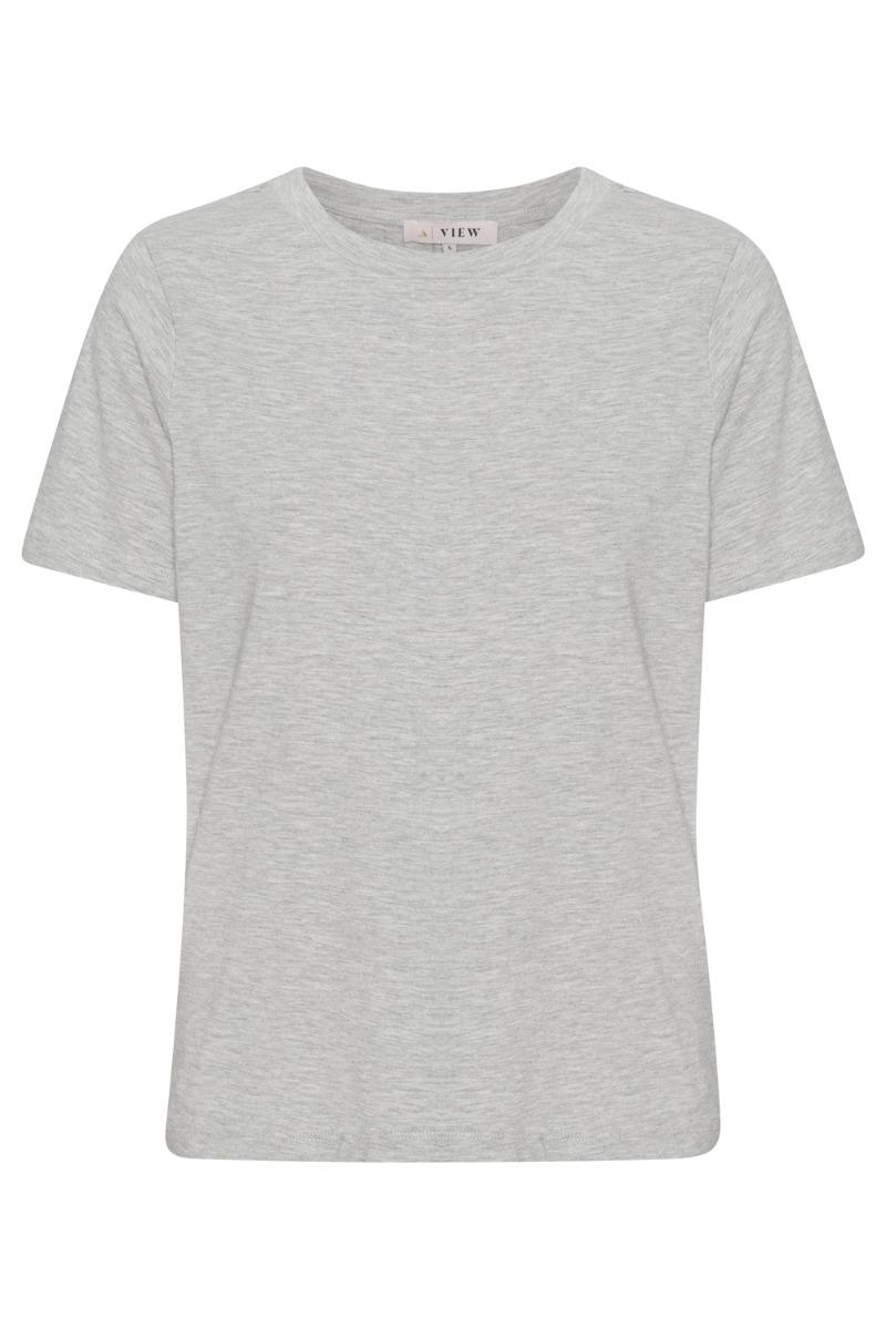 A View   T Shirt   Stabil Top S S   Light Grey Melange fra A-view