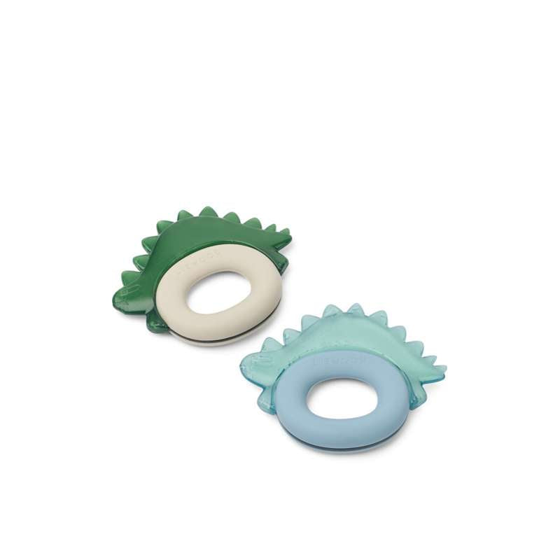 Kølende Dino Bideringe   2 Pak   Blue Fog Multi Mix fra Liewood