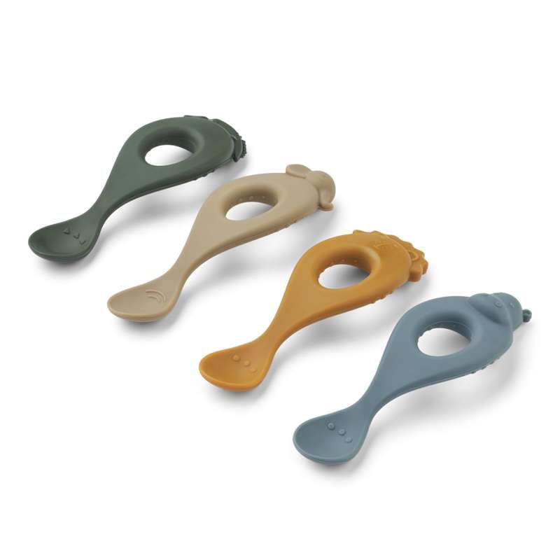 Liva Bløde Babyskeer   4 Pak   Silikone   Safari Blue Multi Mix fra Liewood