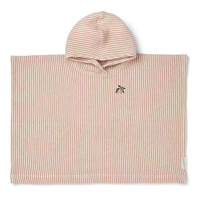 Paco Poncho   Broderet   Y D Stripe Tuscany Rose Creme De La Creme fra Liewood