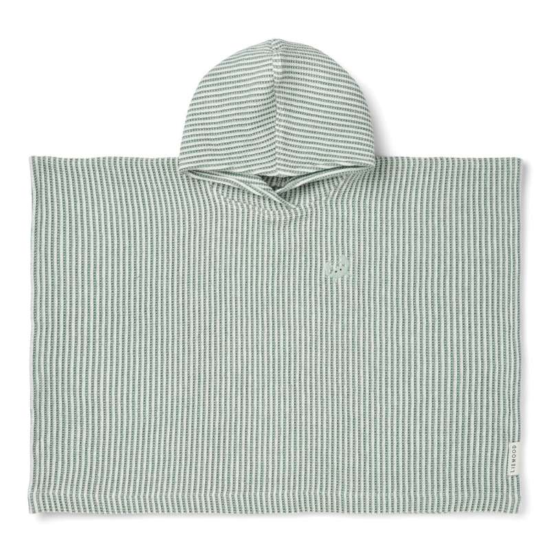 Paco Poncho   Broderet   Y D Stripe Peppermint Creme De La Creme fra Liewood