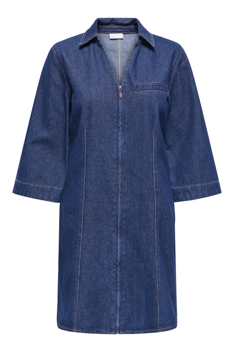 Kjole   Sally Zip Stitch 3 4 Dress   Dark Blue Denim fra Jdy