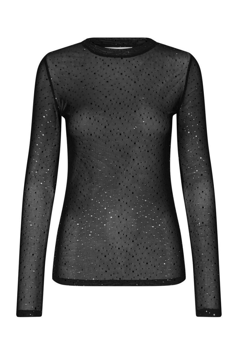 A View   Bluse   Silke Foil Blouse   Black fra A-view