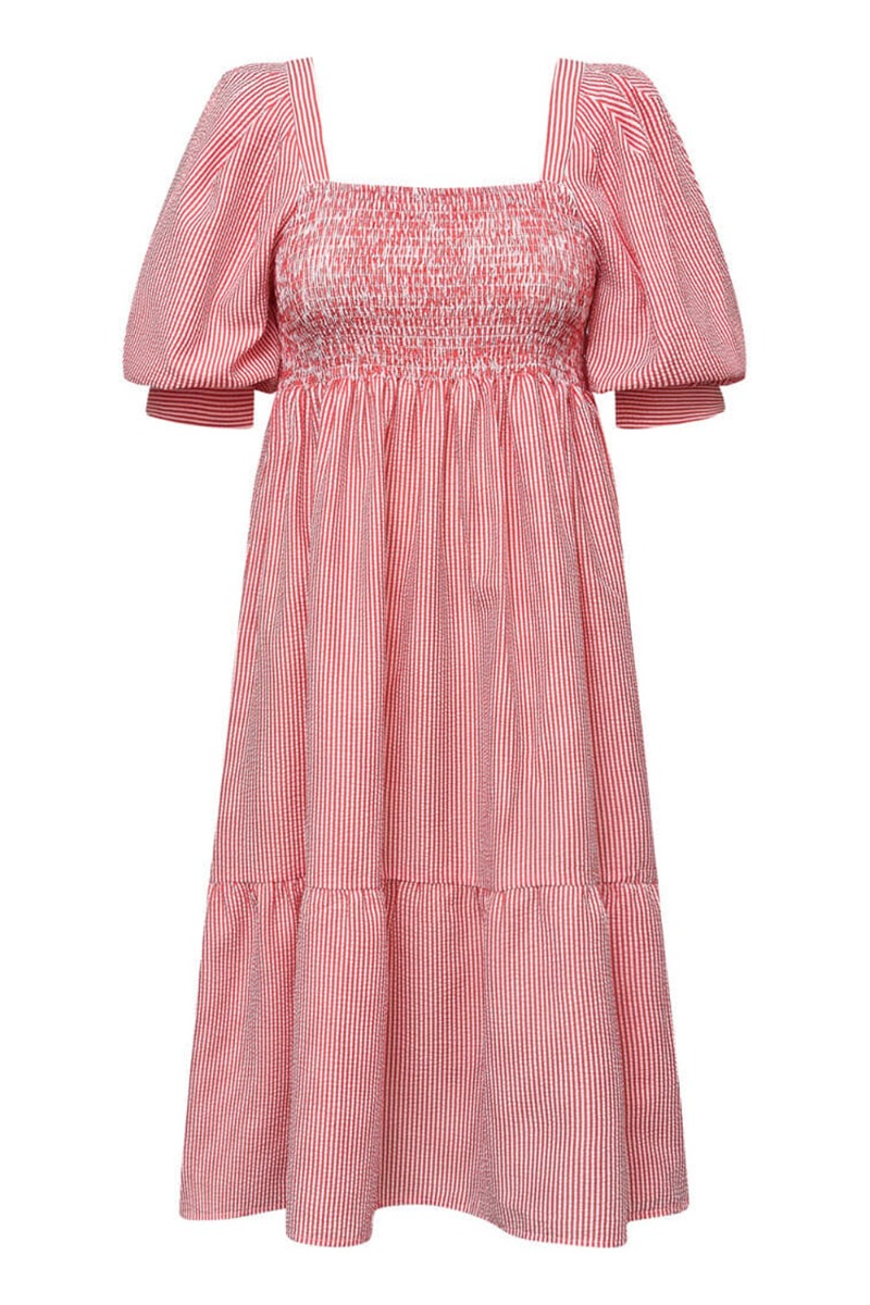 A View   Kjole   Cheri Stripe Dress   Red White fra A-view