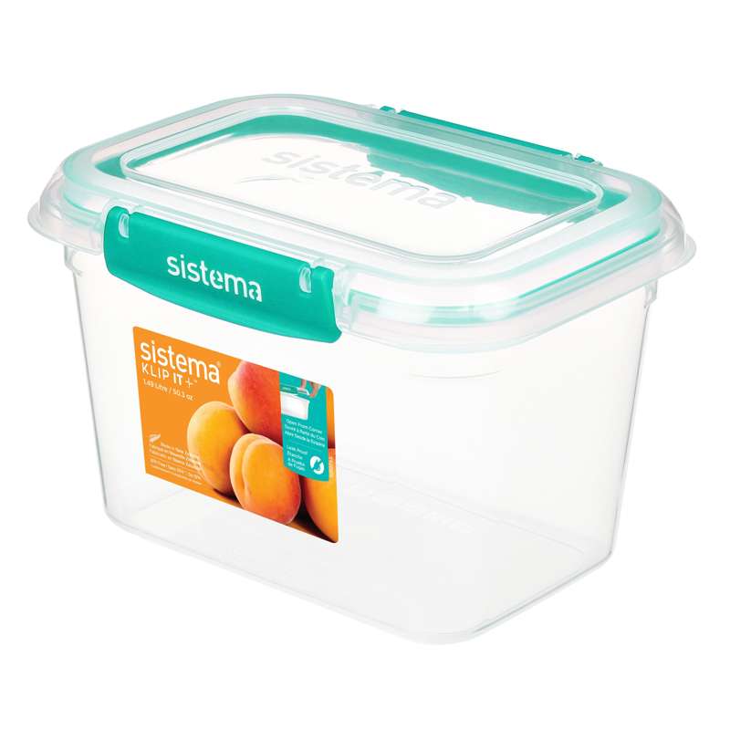 Madopbevaring   Klip It Plus   Rectangle   1.49l   Mint fra Sistema