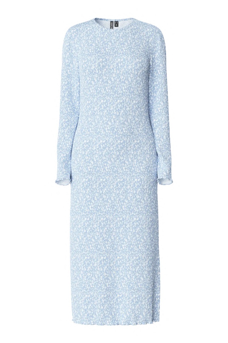 Kjole   Flora Ls Midi Dress   Cashmere Blue Flower fra Pieces
