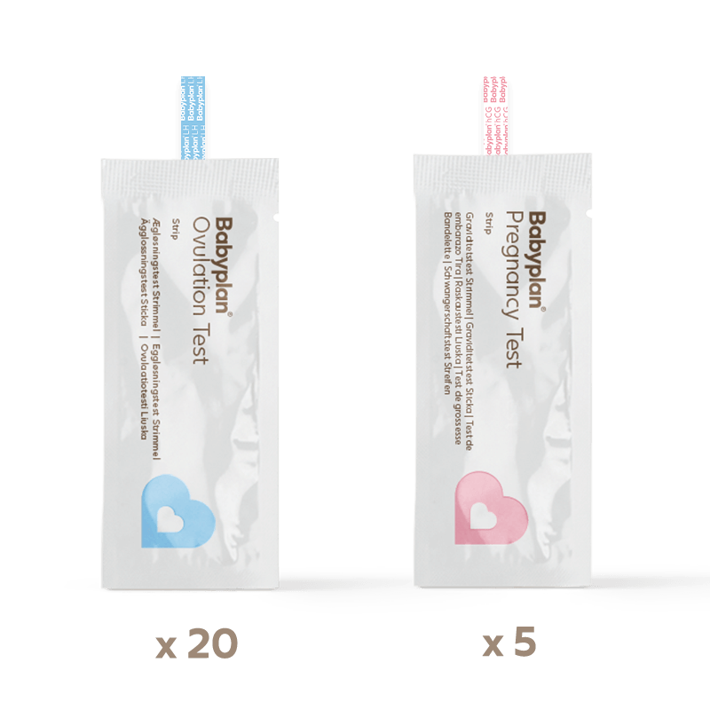 Testsæt   20 ægløsningstest + 5 Graviditetstest Strimmel fra Babyplan