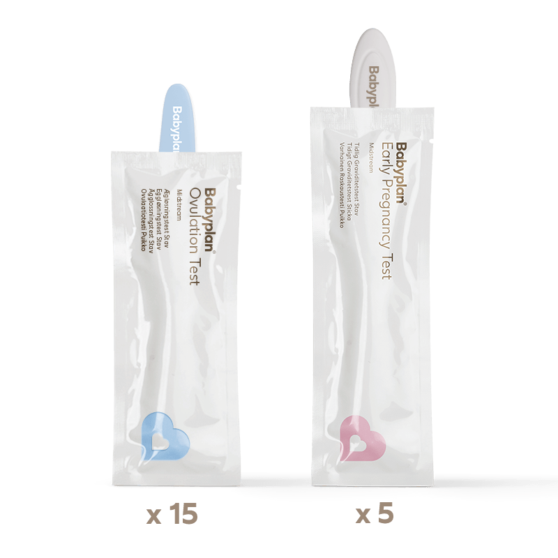 Testsæt   15 ægløsningstest   5 Tidlig Graviditetstest Stav fra Babyplan