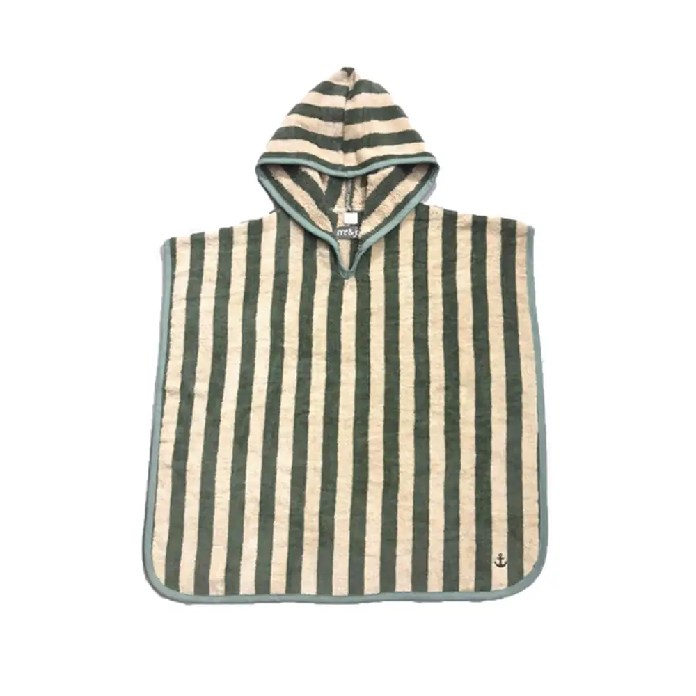Badeponcho I Grøn Og Cremefarvet   Bath Poncho In Green And Cream fra Me&jo