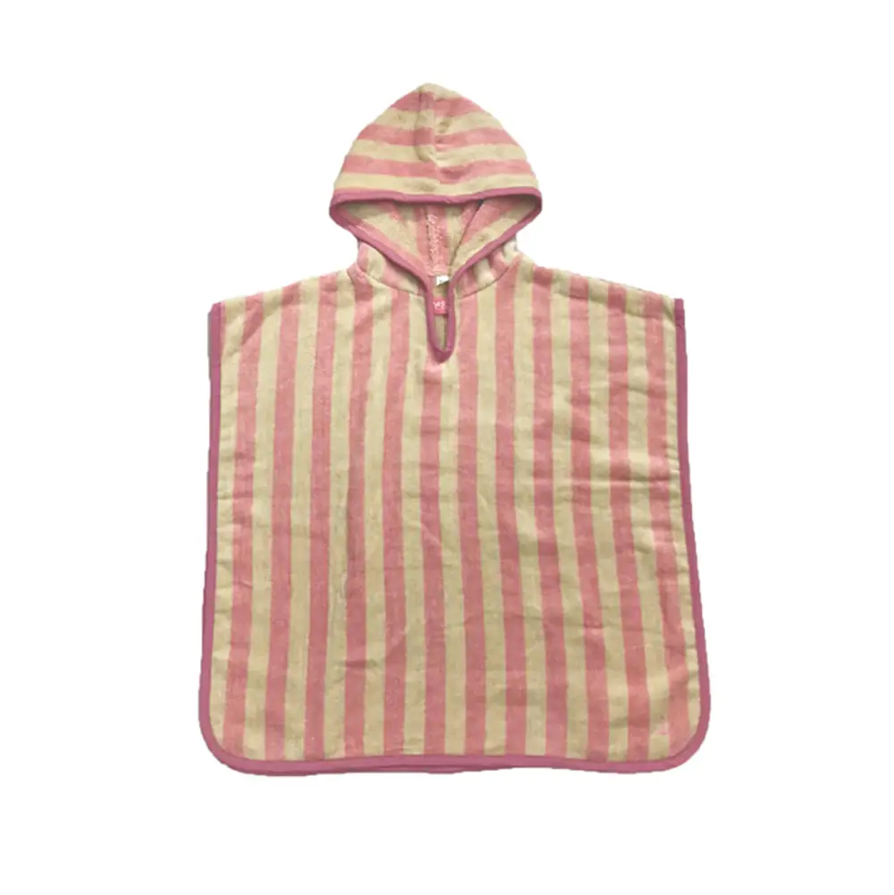 Badeponcho I Pink Og Cremefarvet   Bath Poncho In Pink And Cream fra Me&jo