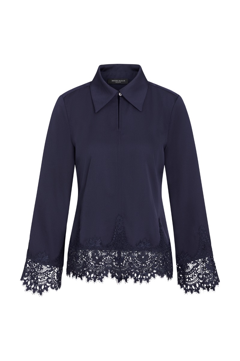 Bluse   Women Cedarsbbelaina Blouse   Navy fra Bruuns Bazaar