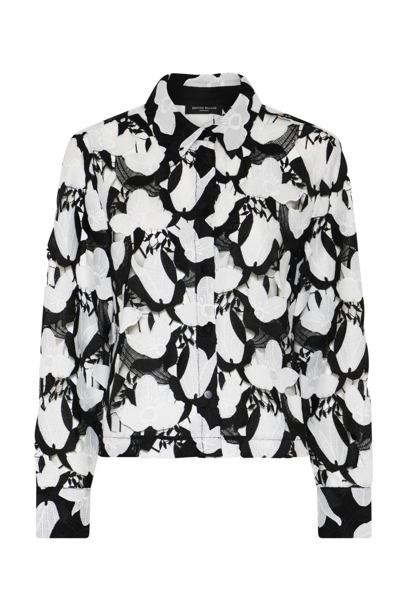 Skjorte   Women Bellflowerbbferuze Shirt   Black White fra Bruuns Bazaar