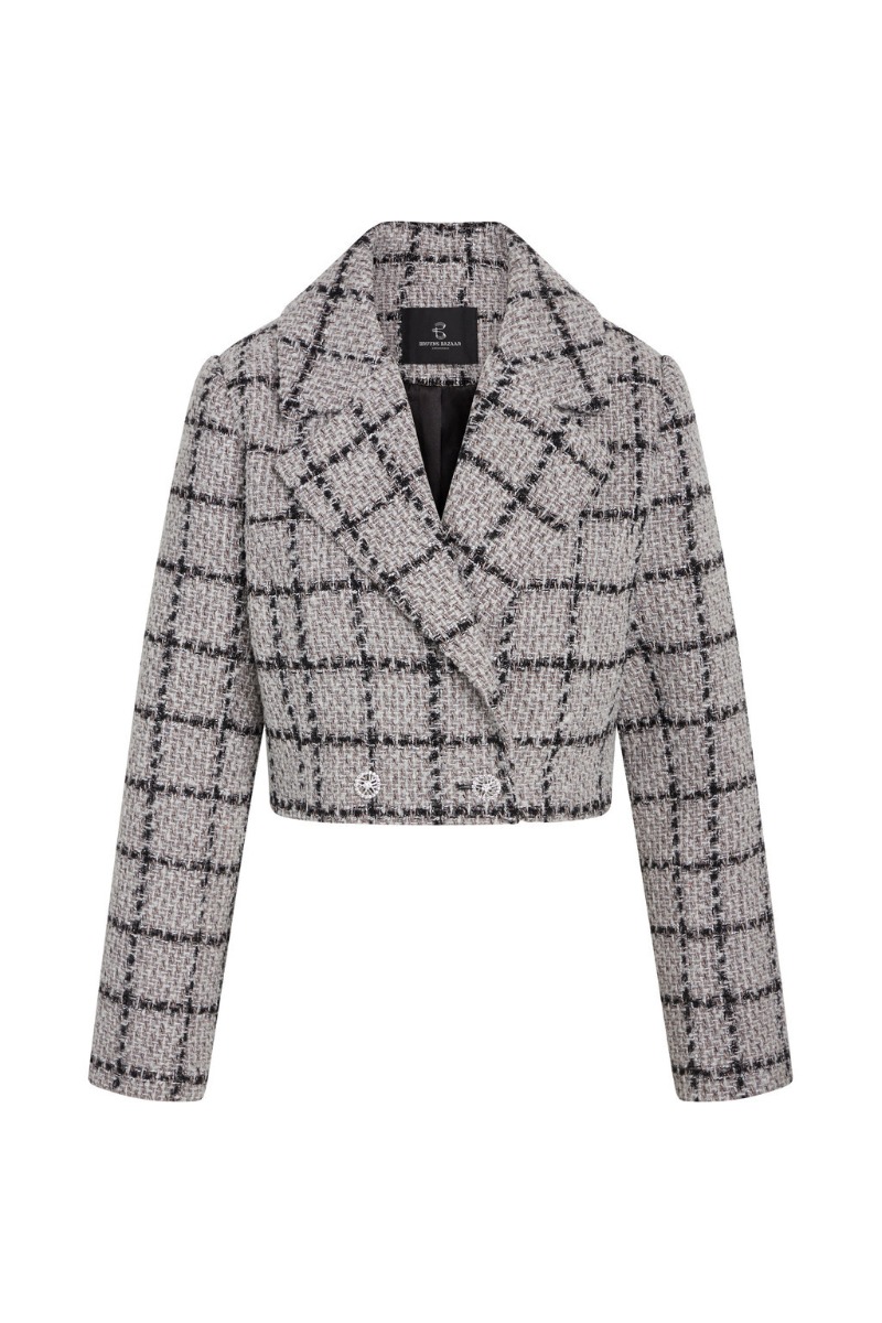 Blazer   Doxabbnanyas Short Blazer   Sand Check fra Bruuns Bazaar